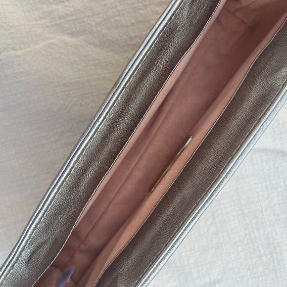 Lauren Merkin Silver Leather Party Clutch Purse - Picture 3 of 4